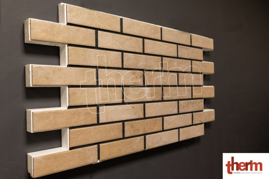 Фасадная клинкерная термопанель THERM ceramic - Scandiano ochra ППС 80